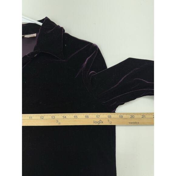 Kathie Lee Collection Womens Shirt Small Button Up Long Sleeve Purple Velour - Picture 8 of 11